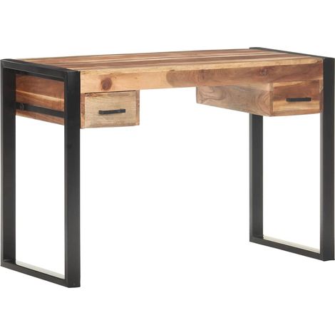 vidaXL Escritorio de madera maciza 110x50x76 cm (1/5)