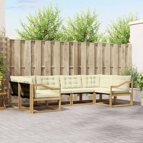 vidaXL Outdoor-Sofagarnitur mit Kissen 6 pcs Weiß und Creme (1/5)