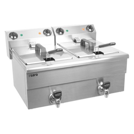 Friteuse double - 2x10L - Température 0/+180°C - Cuves amovibles - Robinet vidange - Saro
