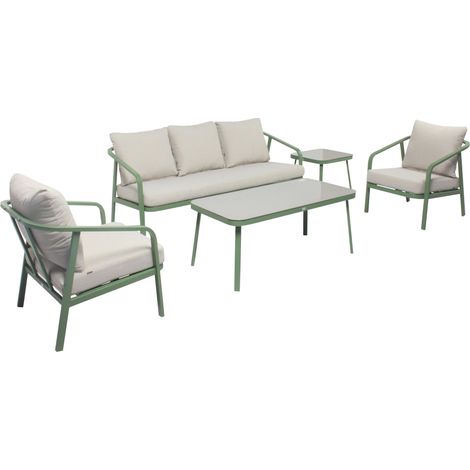 Salon de jardin 5 place en aluminium vert