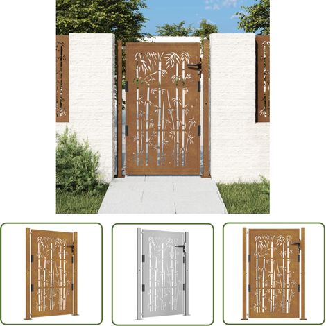 The Living Store Gartentor 105x130 cm Cortenstahl Bambus-Design - Cortenstahltor - Gartentor - Zaun - Edelstahltor - Sicherheitszaun (1/5)
