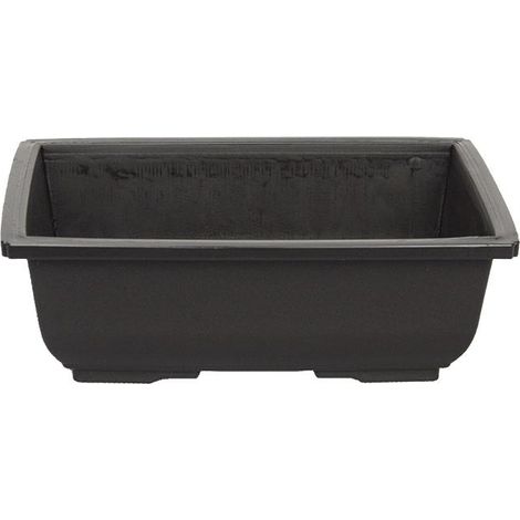 Vaso Giapponese rettangolare in plastica marrone per bonsai 21,5x15x7 cm - PG5