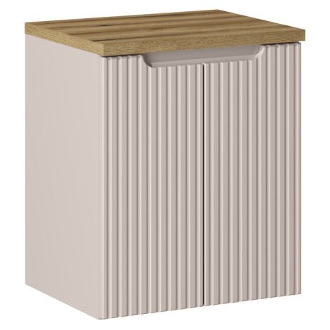 Ensemble Meuble Salle de Bain 2 portes et Plateau effet chêne L 50 x P 40 x H 59,5 cm - Astral - Beige crème - Livraison gratuite