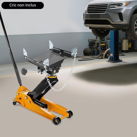 Adaptateur Cric Transmission Universel Noir, Support Levage Transmission 500Kg, Plate-Forme Réglable avec Chaîne 70Cm, pour Voiture Camion Léger Atelier Garage (1/5)