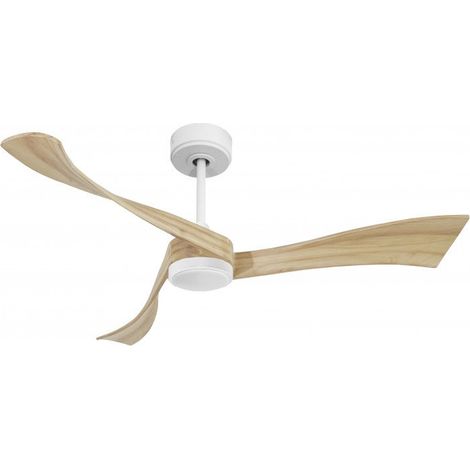 Twist , Ventilateur déstratificateur d'air, pales bois claires 132 Cm, moteur blanc mate, avec point lumineux LED. (1/2)