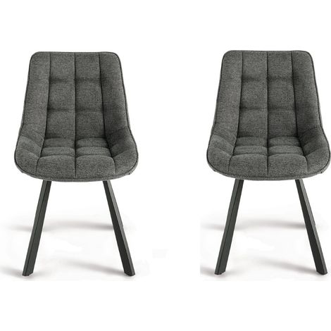 Sedia da cucina in tessuto Grigio Fumo gambe metallo FRIEDIC set 2 pz (1/4)