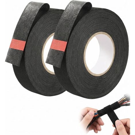 Ruban Adhésif Tissu Noir – Lot de 2 Rouleaux, Résistant Chaleur (1/5)