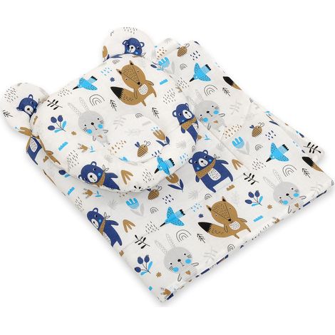 Edredón de osito de peluche con relleno y almohada contorneada - conjunto de 2 piezas - ositos de peluche azul marino (1/5)