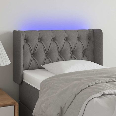 vidaXL Cabecero con LED de tela gris oscuro 83x16x78/88 cm (1/5)