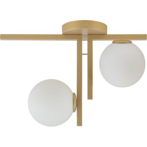 Plafonnier doré Andy 2 globes verre blanc 2xG9 Sigma (1/2)