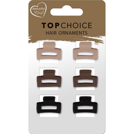Pinzas para el cabello TOP choice (20650) 1 paquete - 6 unidades - mezcla de dos combinaciones de colores
