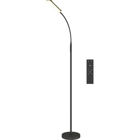 Lampadaire LED dimmable avec télécommande et commande tactile, col de cygne réglable 360°, noir (1/5)