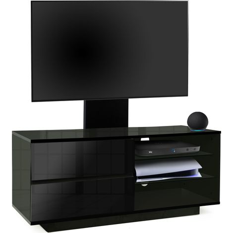 Homeology Gallus Gloss Black with 2-Black Drawers and 3-Shelves 32"-55" LED/ LCD/ Plasma Cabinet TV Stand with Mounting Arm (1/3)