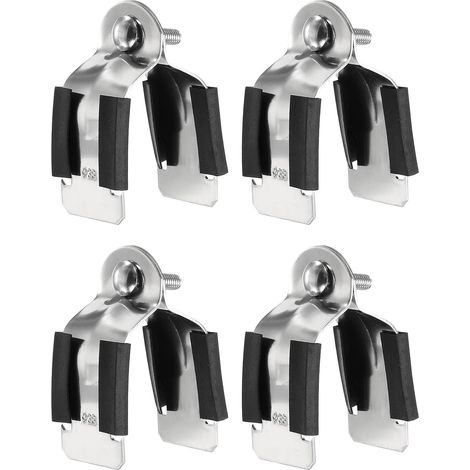 4pcs Coussin En Caoutchouc Collier De Montant 1-3/5" Universel 304 Collier En Acier Inoxydable Avec Boulon Et Ecrou Pour Tuyaux En Cuivre PEX Tubes CVPC, Argent Noir (1/5)