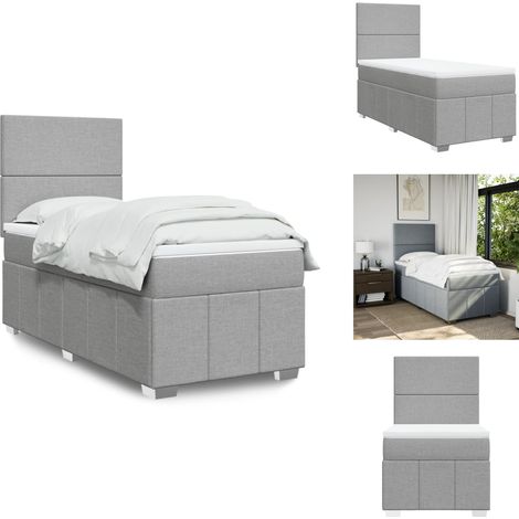 Sommier à lattes de lit avec matelas gris clair 80x200 cm tissu - Sommier À Lattes De Lit - Sommiers À Lattes De Lit - Lit - Meuble De Chambre À Coucher (1/5)