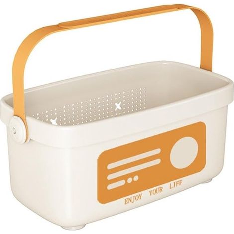 2 cestas organizadoras manuales para desagüe de baño,aptas para el baño (blanco y naranja) (1/2)