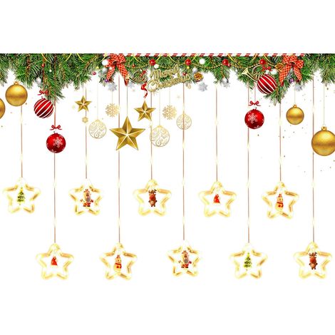 Lumières de sapin de Noël, lumières décoratives de fenêtre de Noël Éclairage romantique à intensité variable esthétique et étanche pour intérieur ou extérieur, mariage, chambre à coucher, arbre de (1/5)