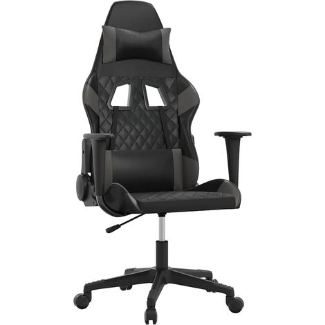 Silla gaming de masaje cuero sintético negro y gris vidaXL (1/5)
