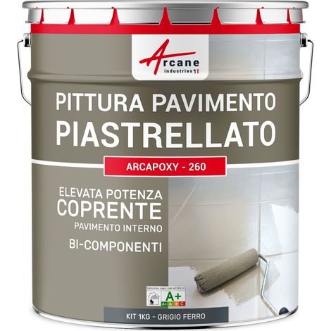 Vernice per piastrelle pavimento, a base di resina epossidica - Arcapoxy Pavimento Piastrellato - 1 kg (fino a 5 m² in 2 strati) Grigio ferro - RAL 7011 - ARCANE INDUSTRIES