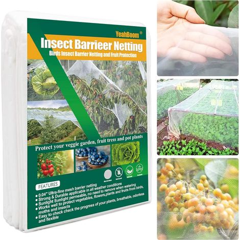 Filet de Jardin,3x15M Filet Anti Insecte Potager,Filet de Protection Contre Les Insectes Et Les Oiseaux, Maille Fine Anti-Insecte en Maille pour la Protection des Plantes,Fleurs,Légumes et Fruits