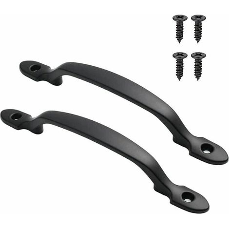 Poignée de porte de grange - Poignée en fonte robuste de 6,2 pouces pour portes, portails, cltures, garage antique en métal, placard extérieur intérieur, jardin (lot de 2 poignées avec vis,