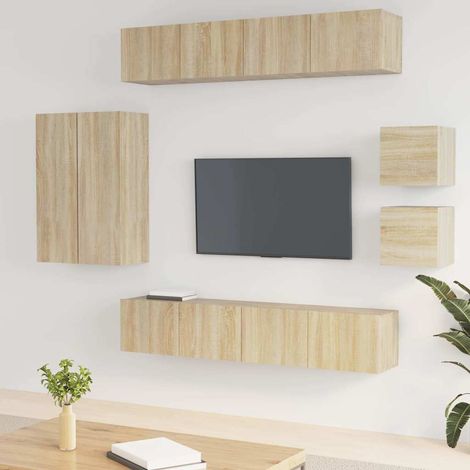 vidaXL 8 Piece TV Cabinet Set Sonoma Oak Engineered Wood (1/5)