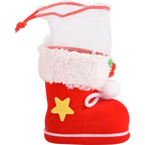 Botte De Noël Miniature - Cadeau En Velours Rouge Avec Cordon - Décoration Pour Sapin Et Bonbons - Lot De 1 (1/5)
