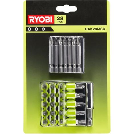 151902 Ryobi 28-teiliges Schraubendreher-Zubehörset: 20 x 25 mm Schraubendreherbits, 7 x 50 mm Schraubendreherbits, magnetischer Bithalter (1/2)