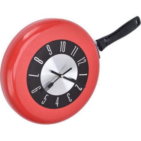 Horloge murale de cuisine Horloge Murale de Poêle à Frire Horloge Suspendue Décorative en Pot de Cuisine en Aluminium pour (1/4)