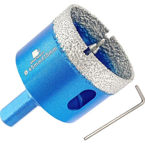 Scie Cloche Diamantée 45mm avec Foret Guidage de Centrage - Foret Diamanté Brasé pour porcelaine,carrelage,céramique,pierre,granit (1/5)