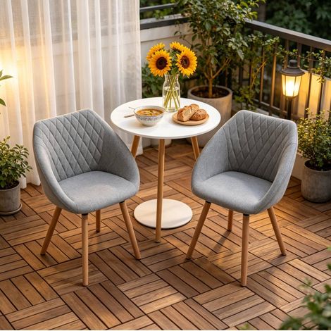MEUBLIV Lot de 2 chaises fauteuil 60 x 56 x 79 cm gris – avec accoudoirs (1/5)
