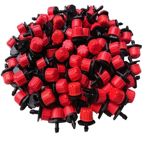 GOTERO REGULABLE ROJO 0 49 LH VARIFLOW 100 UNIDADES  GOTERO DE CAUDAL REGULABLE DE 0 A 49 LITROS POR HORA ESTOS MICRO GOTEROS TIENEN 8 ORIFICIOS EN LA PARTE SUPERIOR PUEDE VARIABLEMENTE USARSE (1/5)