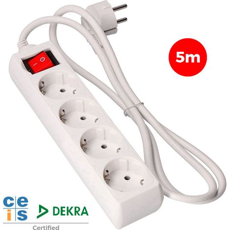 Multiprise Edm 4 Prises Schuko 5m Multiprise 4 Prises Schuko Avec Interrupteur Et Câble 5m - Edm (1/4)