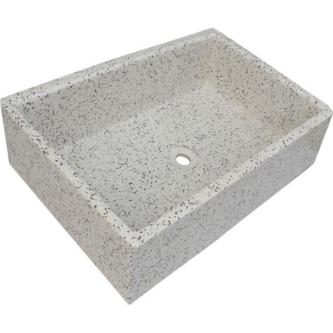 PILÓN, PILONA o PILA DE PIEDRA ARTIFICIAL DÁLMATA SIMILAR AL GRANITO O MÁRMOL DE 70x46x21 cm.