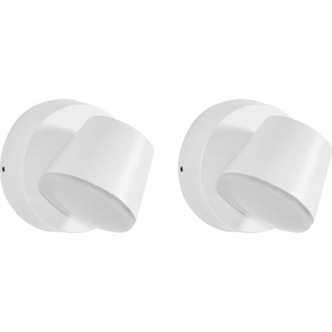 Set of 2 Outdoor Wall LED Light Lamps White Aluminium External Modern Design Garden Patio SALAS (1/5)