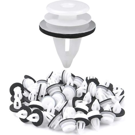 50 fixations de carrosserie, kit de clips de rivet universels pour voiture, pare-chocs blanc (1/5)