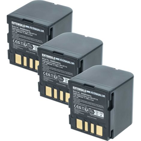 EXTENSILO 3x Akku kompatibel mit JVC GZ-MG30, GZ-MG505, GZ-MG60, GZ-MG57, GZ-MG50, GZ-MG47, GZ-MG40, GZ-MG37, GZ-MG33 Kamera (1500 mAh, 7,4 V, Li-Ion) (1/5)