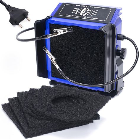 948DQ-I Extracteur de Fumée avec Double Filtration, Aides Mains, Angle d’Inclinaison Réglable, Garde-boue pour Station de Soudage, Fer à Souder avec 6 Adsorbeurs de Filtration(EU) (1/5)