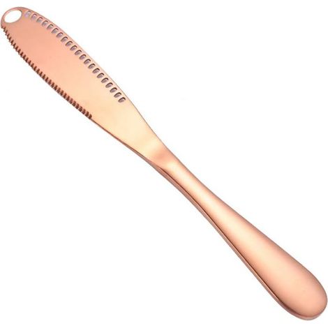 Trancheuse à beurre professionnelle en acier inoxydable 2PCS avec rainure à bord dentelé (or rose)