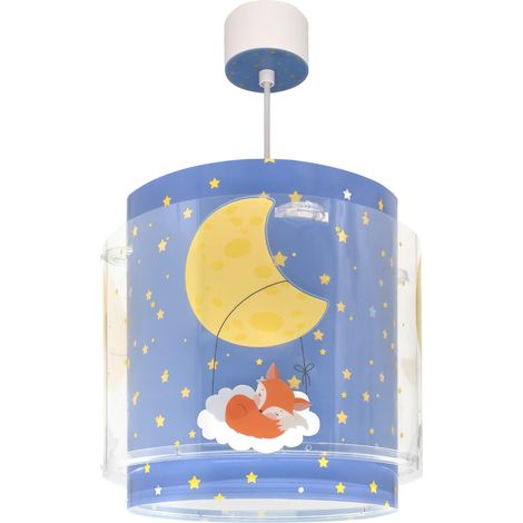 Lustre Chambre Lampe Suspension Enfand Moon Dreams animaux étoiles lune nuages, 76632, E27, Bleu (1/5)