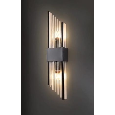 Slash – Schwarze Kristall-Wandleuchte, 35 cm, Schwarz (1/5)