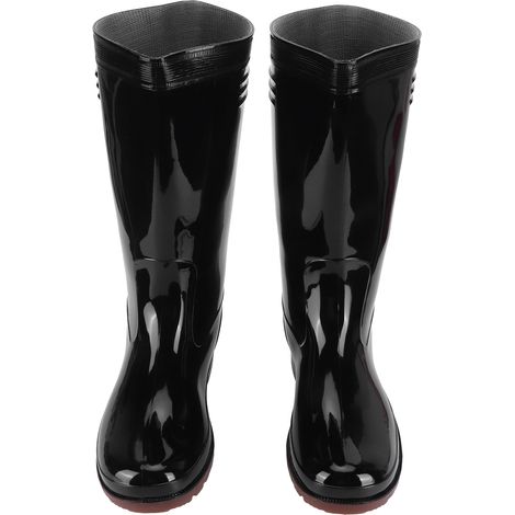 Bottes de jardin professionnelles imperméables, simples, brillantes, antidérapantes, pour la pêche et la ferme, chaussures de pluie (noires, taille 39) (1/5)