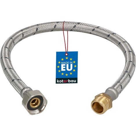 KOTARBAU® Flexible Robinet 1/2" x 3/8" - Flexible Eau - Tuyau Robinet 50 cm - Mâle x Femelle - Rallonge Robinet Cuisine Flexible - Acier Inoxydable - Tuyau Flexible Plomberie (1/4)