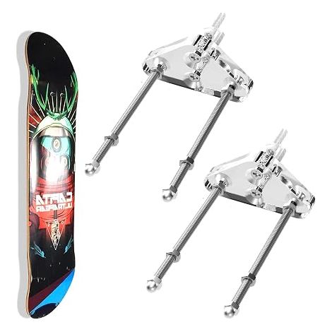 Support Skateboard, Supports Muraux pour Longboard, Support Skate Rack, Porte Ski Mural pour Salon Garage Mur Affichage du Snowboard Présentoir et Rangement, Acrylique, Transparent (1/5)