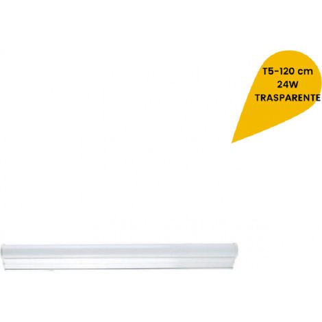 Trade Shop - Plafoniera Led Neon T5 Sottopensile Vetro Trasparente 24 Watt 120 Cm - (1/4)