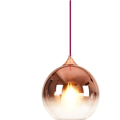 Suspension sphérique en verre dégradé, lampe moderne E27 (Or rose, 20 cm)
