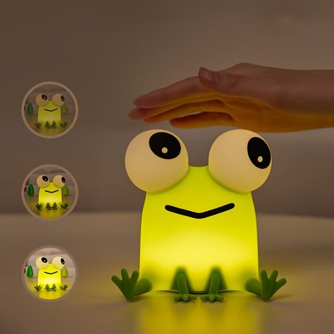 Filiyano – lampe de chevet LED – Veilleuse grenouille pour enfants, en silicone souple, avec minuterie, lampe de chevet LED rechargeable pour garçons (1/5)