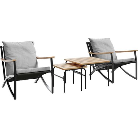 Maison Exclusive - 4-tlg. Balkonmöbel Set mit Kissen Schwarz Stah