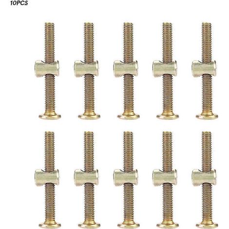 10 Stück M6-Möbelschrauben aus Kohlenstoffstahl, 50 mm, mit 6-mm-Zylindermuttern als Verbindungselemente