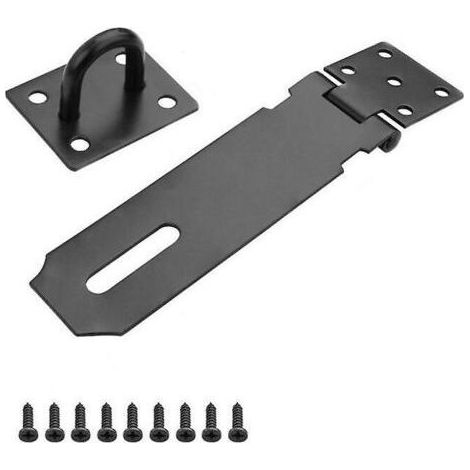 Loquet et targette (Noir)Cadenas Moraillon 5 Pouces Loquet De Porte, Cadenas Moraillon Serrure De Porte Extérieure Avec Vis, Loquet De Porte En Acier Inoxydable Pour Porte, Tiroir, Placard (1/5)
